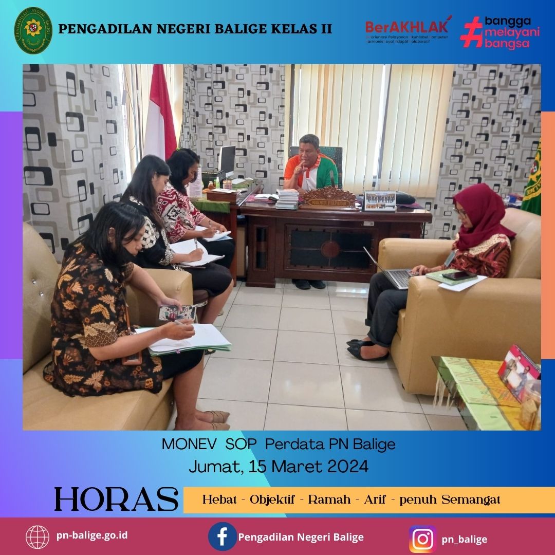 MONEV  SOP  PERDATA PENGADILAN NEGERI BALIGE